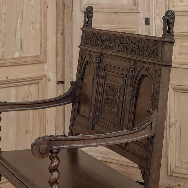 A 19th Century Dutch Carved Oak Renaissance Revival Hall Bench For Sale - Image 13 of 18