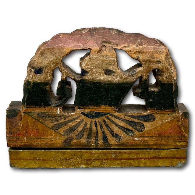 Wood Unusual Antique Italian Hand Carved & Painted Wood Madonna & Child Sicilian Donkey Cart Fragment - Weighted for Doorstop For Sale - Image 7 of 18