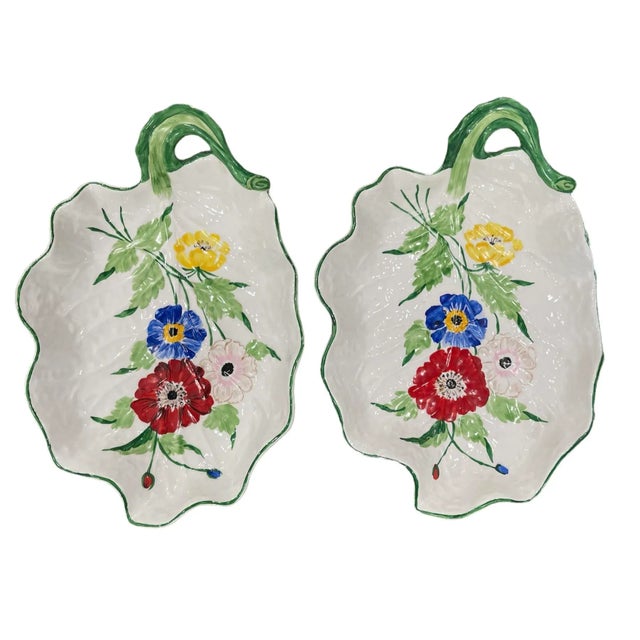 Pair Vintage Italian Hand Painted Decorative Bowls For Sale - Image 11 of 11