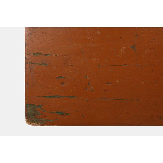 Brown Low French Rustic Church Stool in Terracotta Painted Wood, 1890s For Sale - Image 8 of 11