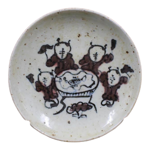 Early 20th Century Chinese Vintage Ceramic Dish,Blue and White Porcelain Dish Hand Painted Lotus Children Pattern