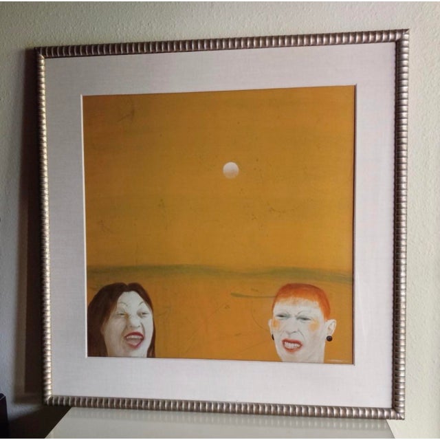 Gold Expressionist Painting of Two Women by Robert R. Bradshaw, Signed, (38” X 38”) For Sale - Image 8 of 8