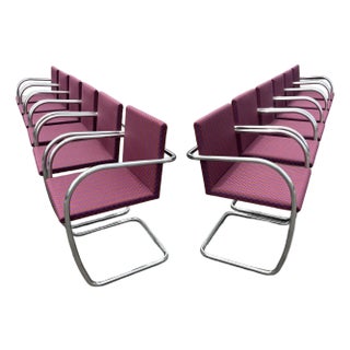 1990s Set of Twelve Brno Tubular Chairs for Knoll, Stainless Steel For Sale