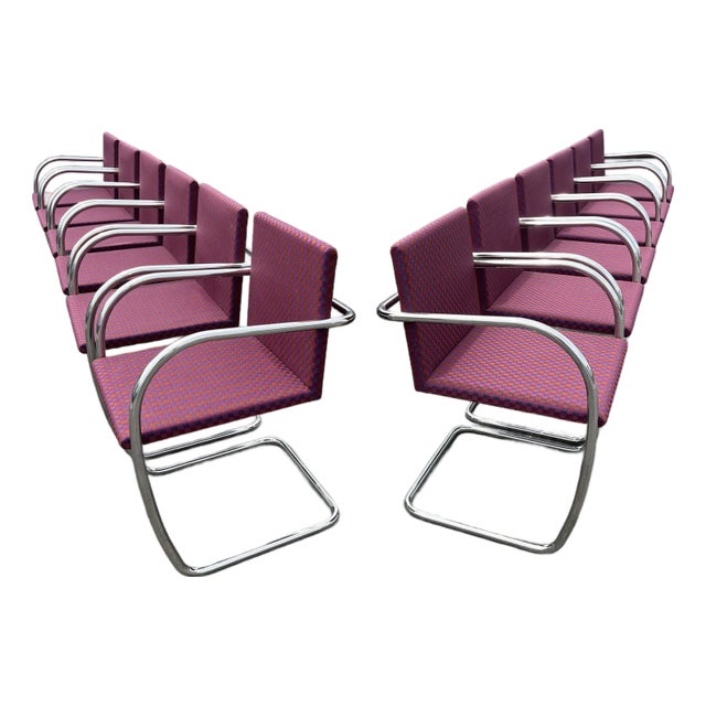 1990s Set of Twelve Original Brno Tubular Chairs for Knoll, Stainless Steel For Sale