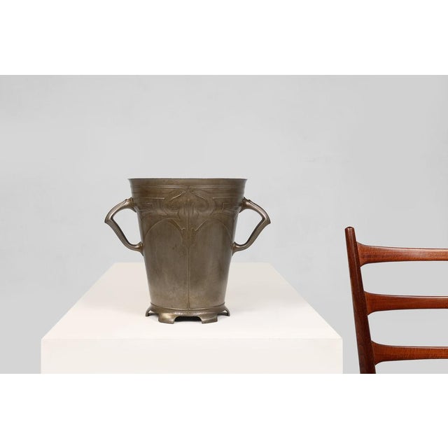 1900 - 1909 Art Nouveau Tin Champagne Cooler, Belgium, 1906 For Sale - Image 5 of 11