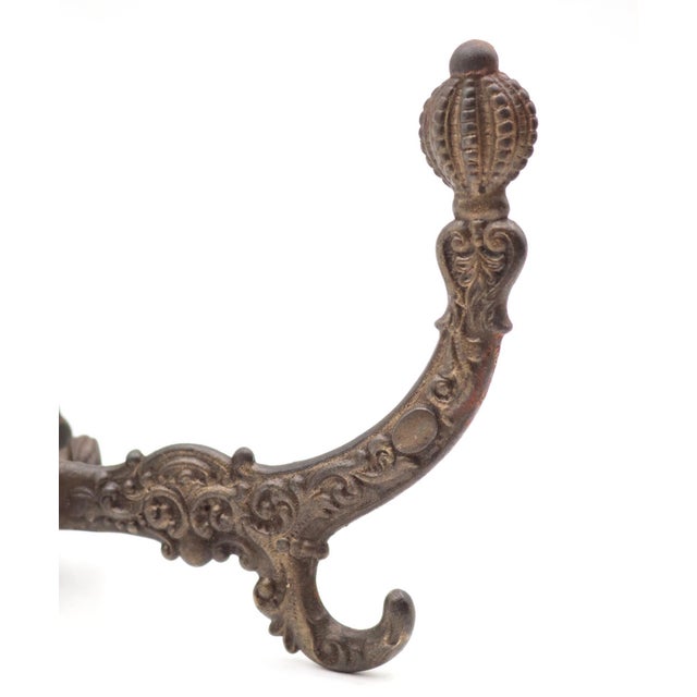 Early 20th Century Early 20th Century Pair of Victorian Brass Plated Cast Iron Hall Tree Hooks For Sale - Image 5 of 6