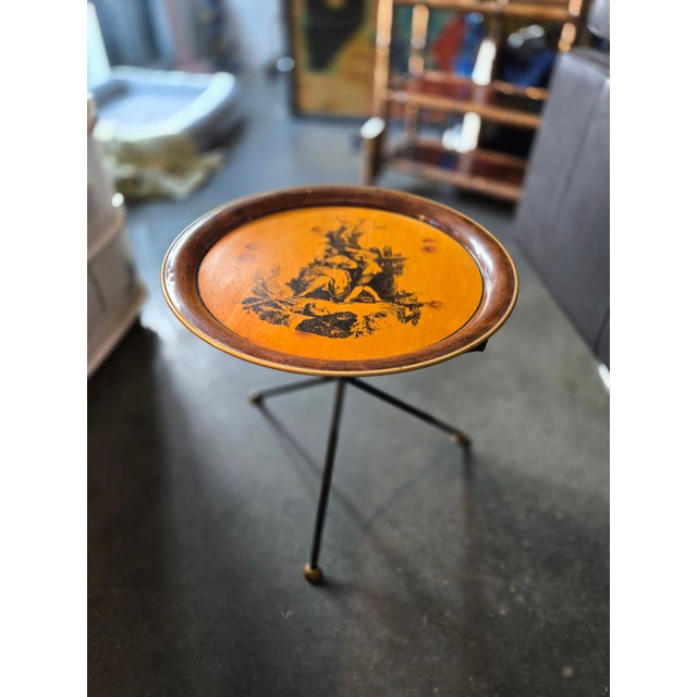 Vintage Mid Century Italian Tole Neoclassical Folding Table sold as found in good vintage condition showing normal signs...