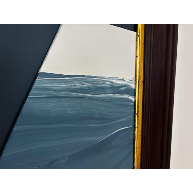 Paint Visualization" Abstract Art in Antique Frame, Seascape Painting Transitional Wall Art by JTS For Sale - Image 7 of 10