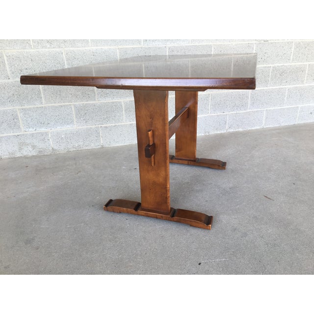 L. Hitchcock Riverton Finish Maple Paint Decorated 48" Trestle Dining