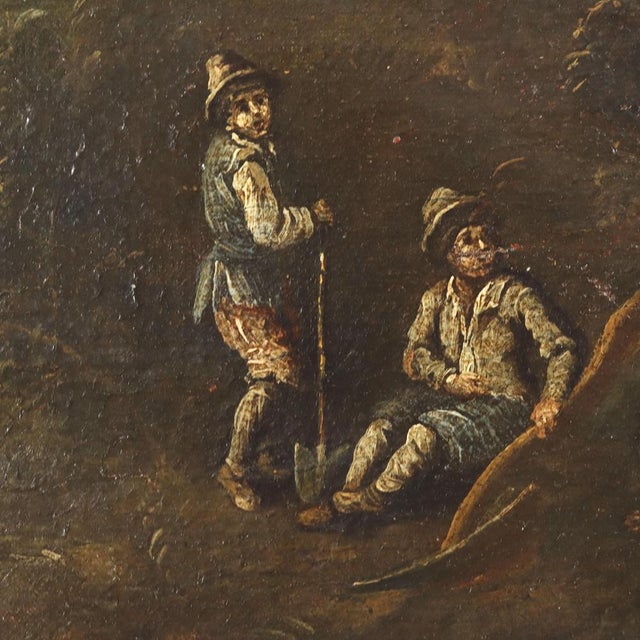 Landscape with Figures and Herd, Oil Painting, Framed For Sale - Image 5 of 12