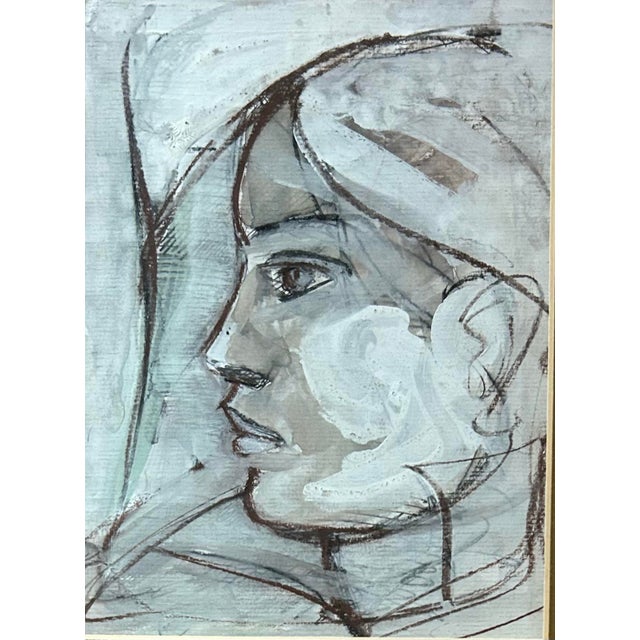 Vintage Abstract Portrait Profile of Woman in Gold Frame For Sale - Image 4 of 5