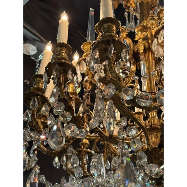 Gold Fine 19th C. French Gilt Bronze and Crystal Chandelier For Sale - Image 8 of 9