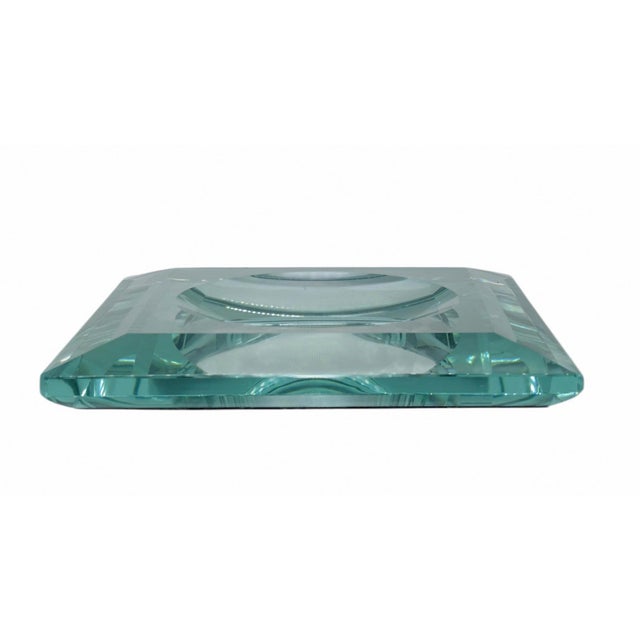 Fontana Arte Vintage Square Glass Coin Tray in Ground-Glass Green, Italy, 1970s For Sale - Image 4 of 6