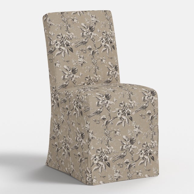 Spritely Home Slipcover for Stoffer Home x Cloth & Company for Lindy Slipcover Dining Chair in Bird Toile Sand For Sale - Image 4 of 7
