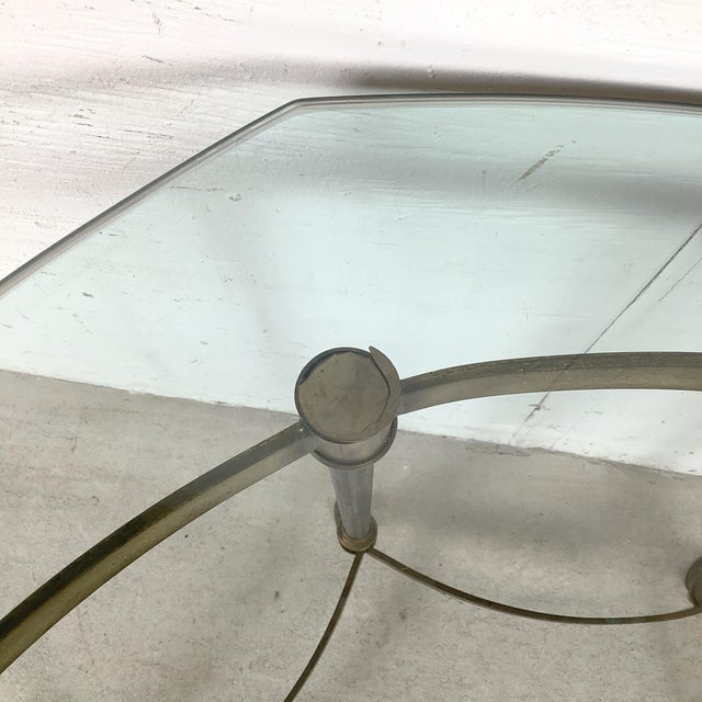 1970s Neoclassical Brass and Octagonal Glass Accent Side Table in the Style of La Barge For Sale - Image 14 of 16
