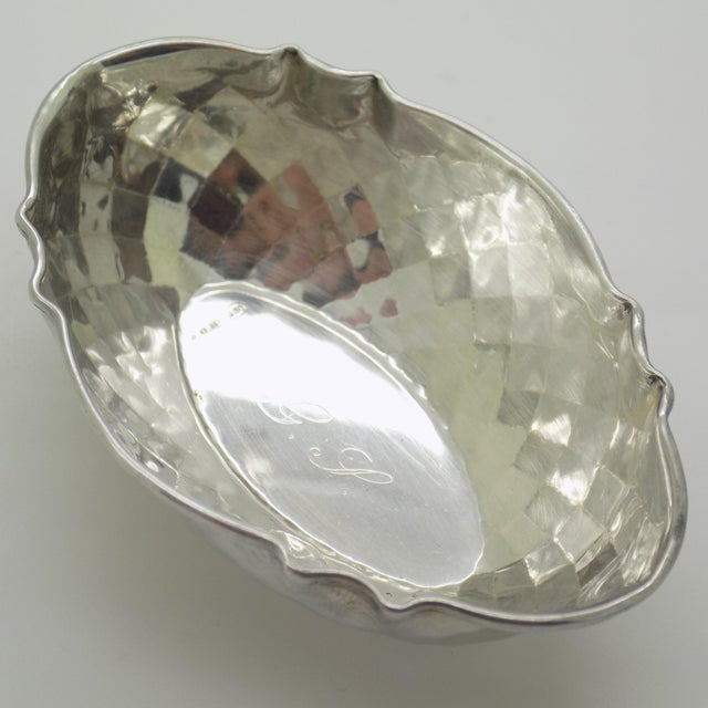 Vintage Italian Genuine Silver 800 Diamond Pattern Mini Bowl Coin Tray, Brescia, 1970s For Sale - Image 4 of 11