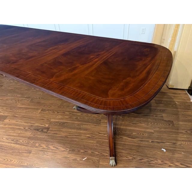 Georgian Style Multi-Banded Mahogany Dining Table by Leighton Hall - Showroom Sample For Sale - Image 12 of 18