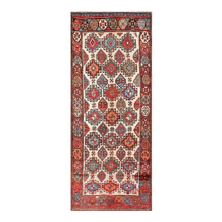1850s Ivory Geometric Tribal Antique n.w. Persian Rug 3'10" X 9'4" Handmade Wool Carpet For Sale