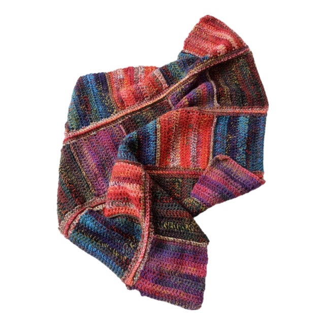 Vintage Patchwork Knit Throw Blanket For Sale