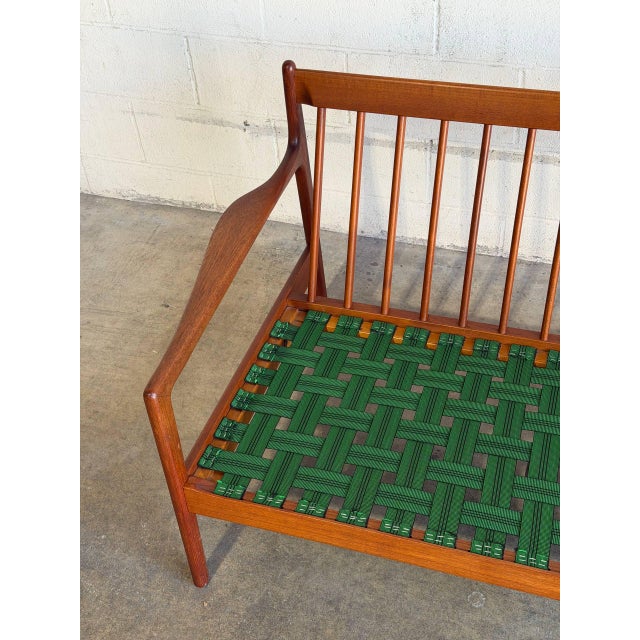 Teak Black 3 Seater Sofa Couch Mid Century Modern Wooden Living Room Lounge Denmark 1960s For Sale - Image 14 of 15