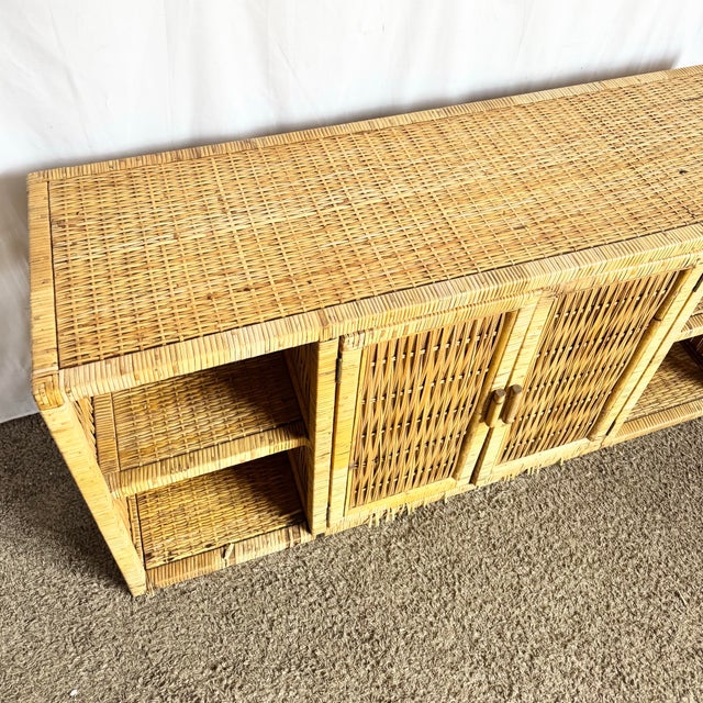 Vintage Boho Chic Wicker Credenza For Sale In Miami - Image 6 of 11