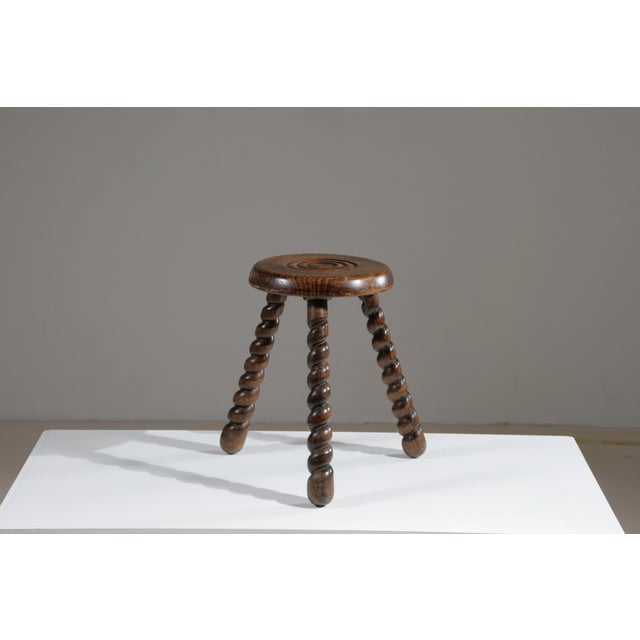 Wood Wooden Tripod Stool, France, 1950s For Sale - Image 7 of 9