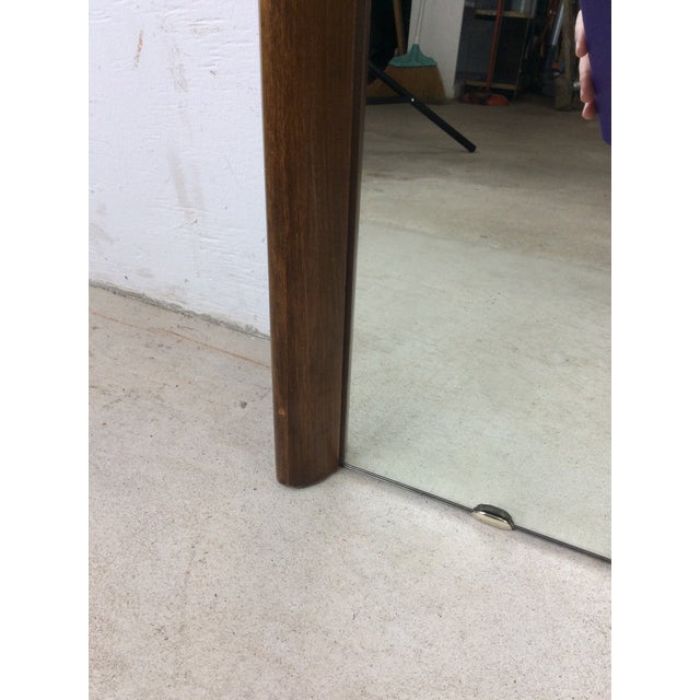 Mid Century Modern Tall Rectangular Wall Mirror With Unique Two Sided Walnut Frame and Beveled Edge For Sale - Image 14 of 14