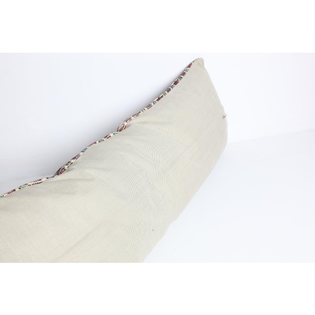 Red Vintage Traditional Anatolian Geometric Lumbar Cushion Cover -16'' X 44'' For Sale - Image 8 of 8