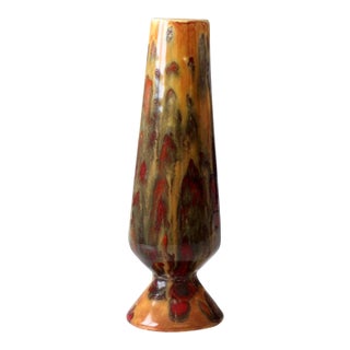 Mid-Century Studio Pottery Bud Vase With Lava Glaze For Sale