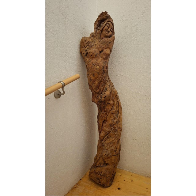 Female Sculpture Carved from a Tree Stump, 20th Century, 1960s, Wood For Sale - Image 6 of 7