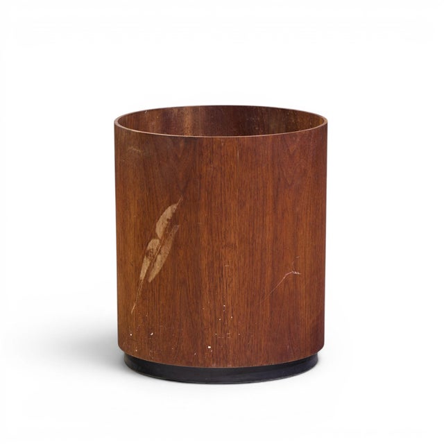 Mid-Century Modern Jens Risom Mid Century Walnut Waste Basket For Sale - Image 3 of 5