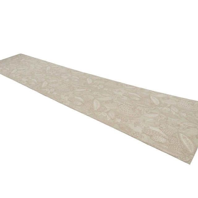 Rug & Kilim Rug & Kilim’s Tudor Style Extra-Long Runner Rug in Cream With Floral Patterns For Sale - Image 4 of 8