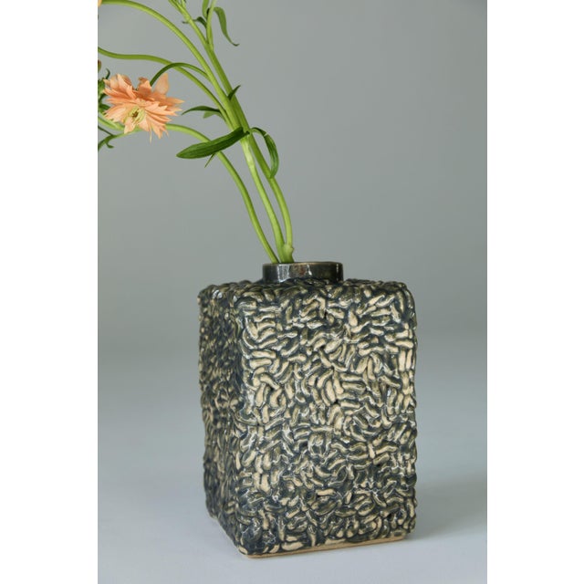 Contemporary Medium Iridescent Ceramic Vase by Lentiez For Sale - Image 3 of 5