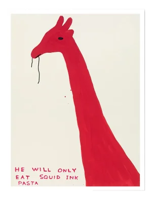 David Shrigley, He Will Only Eat Squid Ink Pasta, 2019