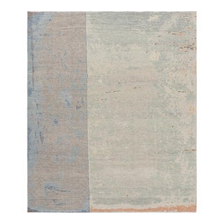 Rug & Kilim’s Modern Distressed Abstract Rug in Beige, Gray and Blue Tones For Sale