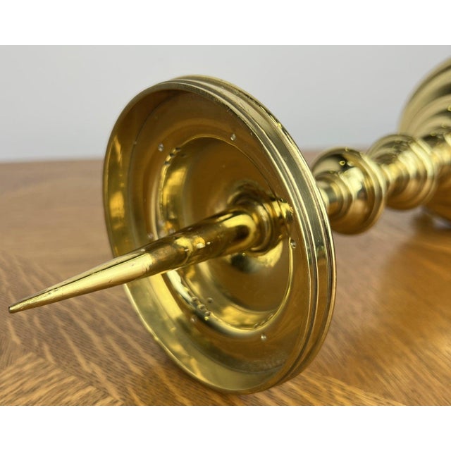 Vintage French Style Brass Gold Candleholders, Set of 2 For Sale - Image 10 of 18
