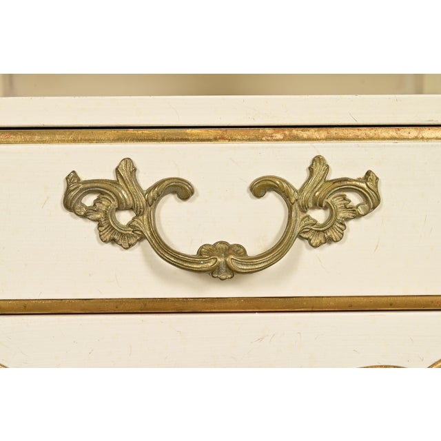Cream Kindel Furniture French Provincial Louis XV Cream Lacquered and Gold Gilt Nightstand, 1970s For Sale - Image 8 of 15