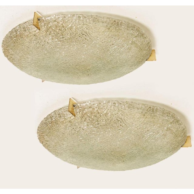 Vintage Glass and Brass Flush Mount from Hillebrand, 1965 For Sale - Image 3 of 9