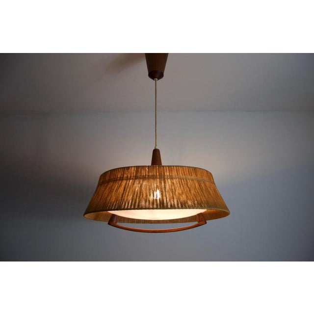 Midcentury Modern Teak and Cord Shade Hanging Lamp from Temde, 1960 For Sale - Image 18 of 18
