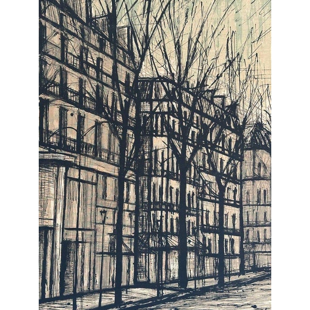 Textile After Bernard Buffet, Champs-Élysées and Arc de Triomphe, Corot Edition, 1950s, Print on Canvas, Framed For Sale - Image 7 of 13
