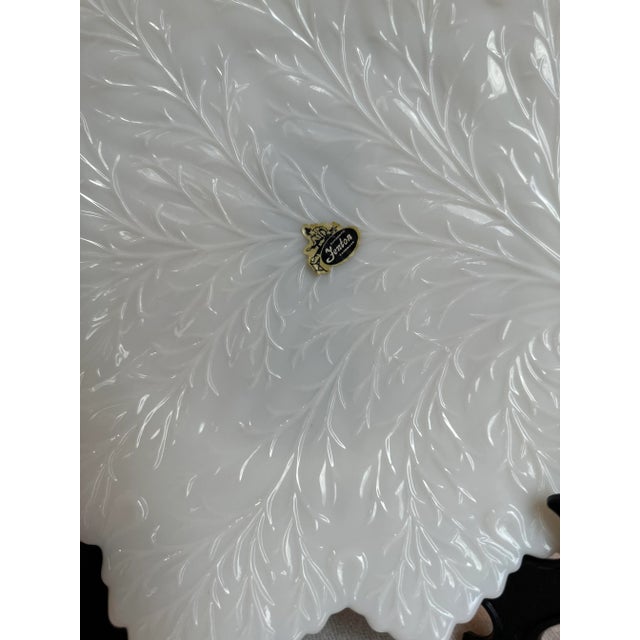 Vintage Fenton Platter Leaf outline with embossed veining Stem-shaped as handle for this lovely serving platter in time...