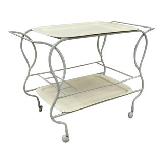 Vintage Mid Century Modern Modern Cast Aluminum Two Tier Bar Cart Fiberglass Trays For Sale
