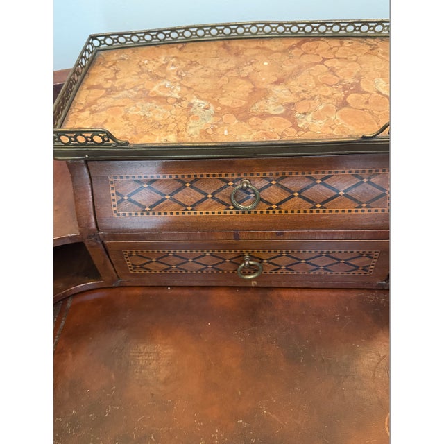 Antique French Louis Style Inlay Petite Demuline Writing Desk For Sale - Image 4 of 7