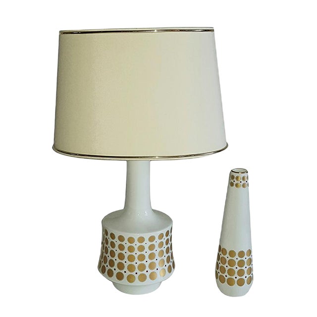 Table Lamp and Vase from Tirschenreuth, Bavaria, Germany, 1960s, Set of 2 For Sale