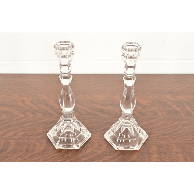 A gorgeous pair of crystal candlesticks By Tiffany & Co. (signed at the base) Germany, Late 20th Century Each measures:...