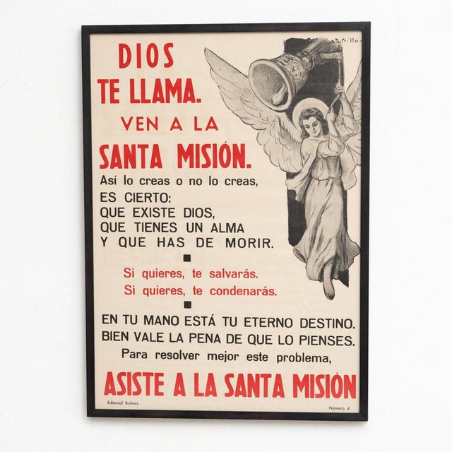 Vintage Religious Typographic Poster from Editorial Balmes, Barcelona, 1960s For Sale - Image 3 of 14