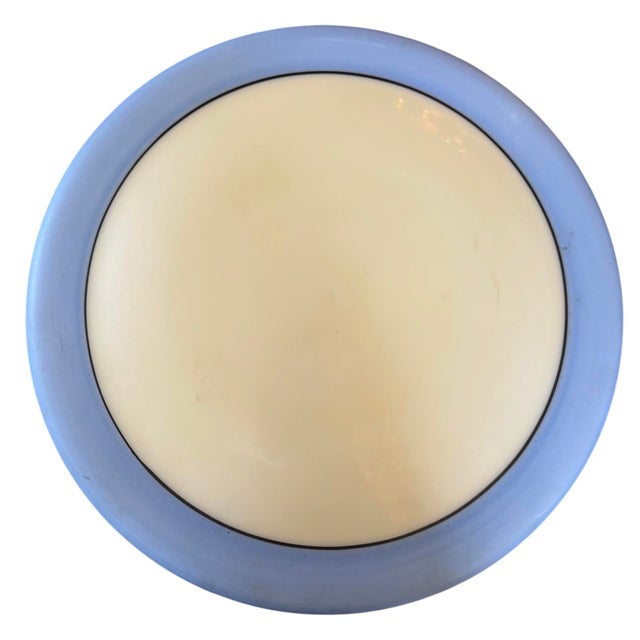 Art Deco Circa 1920’s Stamped Beardsley Cornflower Blue Ceiling Light With Flowers For Sale - Image 3 of 6