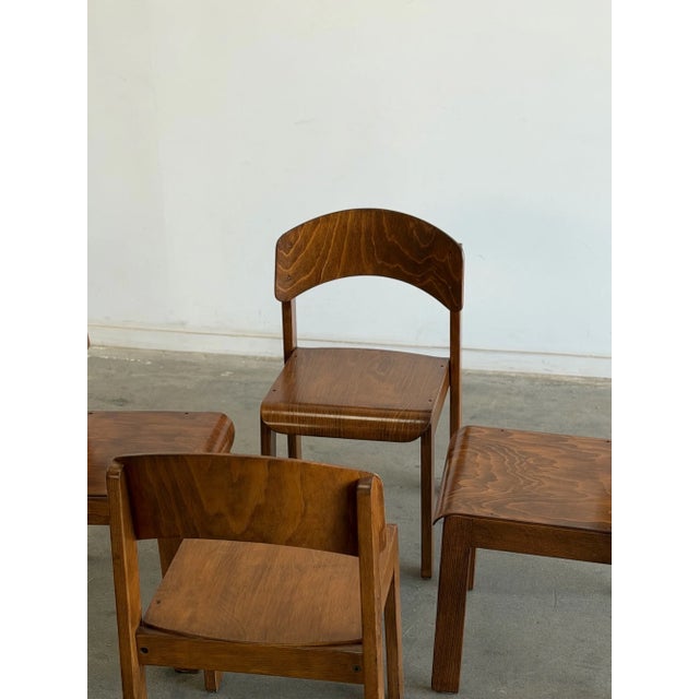 W15.5 D18 H28 SW15 SD17 SH16 These beautifully crafted restored vintage petite German dining chairs feature bent plywood...