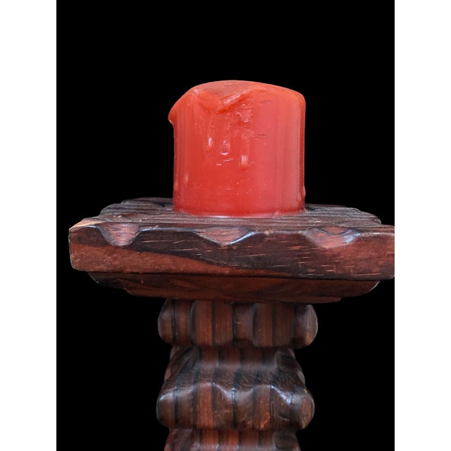 Mid-Century Brutalist Candlestick in Wood, 1950s, in Flawless conditions. Designed 1950 to 1959