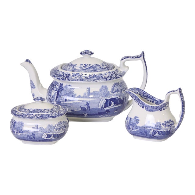 Spode Tea Set in Blue Italian Pattern Chairish